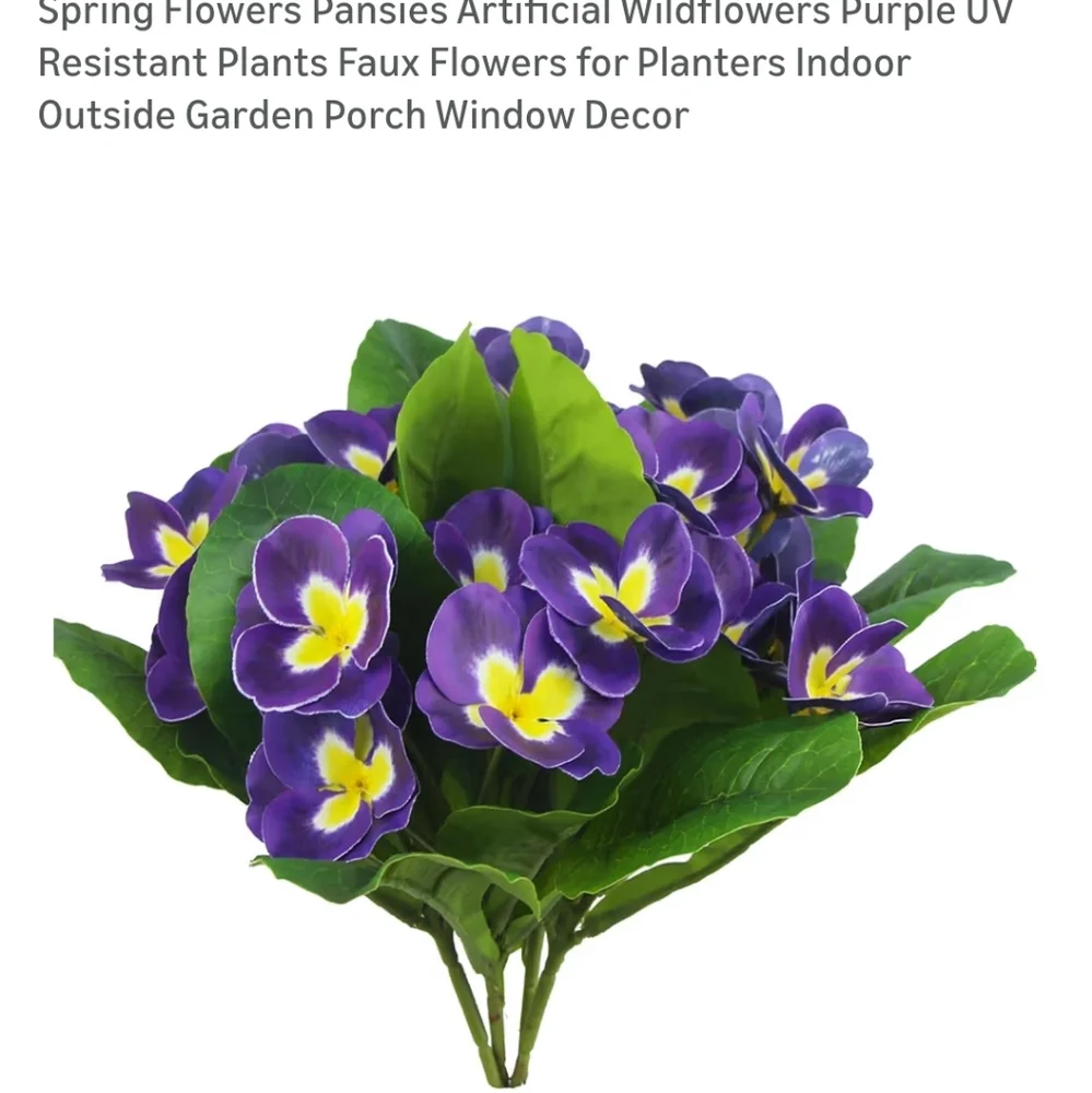 Artificial Pansy Flowers - Purple and Yellow